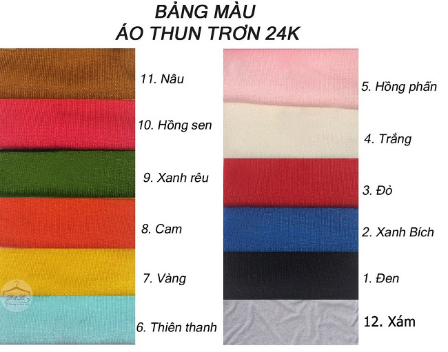 Bảng màu áo thun huy