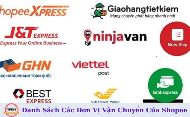 các đơn vị vận chuyển của shopee